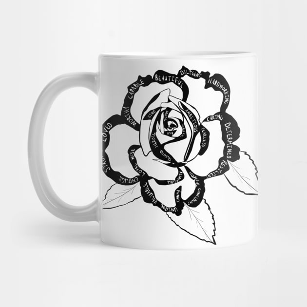 Black Affirmation Words Rose by Suneldesigns